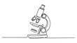 © muhammad - minimalist continuous line drawing of microscope, scientific research and biology concept, modern lab equipment vector illustration