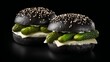 © MKS - The black burger is transformed into a fun and creative Halloween snack with monster cheese, pickle, and lettuce