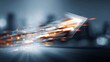 © TensorSpark - Abstract arrow of light over blurred cityscape representing business transformation and decision intelligence, speed, data-driven direction and strategic change.