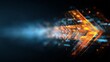 © TensorSpark - Abstract glowing arrow composed of digital circuit and data fragments moving right, symbolizing business transformation and growth, speed, innovation, and strategic direction.