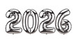 © Marc - Shiny silver balloons forming the numbers 2026, symbolizing the future.