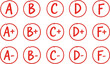 © MDAbdul - Handwritten letter grades in red circles on white