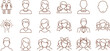 © Yamin - Outline user profile icons set, featuring diverse male and female avatars, people groups, and gender-neutral figures for web interfaces, applications, and general visual design
