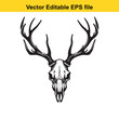 © ShahAlam - Vector illustration of a deer skull with large antlers isolated on