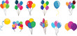 © Graphics Things - Balloons in cartoon flat style isolated set on white background. Bunch of balloons - stock vector. Balloons in cartoon flat style. Bunch of balloons. Colored balloons in simple style. Water color.