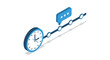 © markusmiller - Isometric timeline with clock and chat bubble for project management c