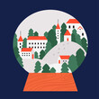 © Studio Mei Design - Minimalist snow globe vector art featuring a winter landscape