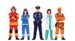 © Jepry - Diverse group of essential workers and first responders in uniform.