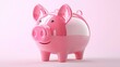 © Von - A pink piggy bank with a smiling face on a pink background.
