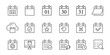 © Azadur - Simple set of calendar related vector line icons. Flat, digital icon set for web and mobile. Set of calendar icons, schedule, event. calendar date schedule winter holiday Christmas xmas celebration.