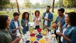 © 현욱 김 - A Group of Diverse Millennials Enjoying Frozen Yogurt in a Lively Park Setting