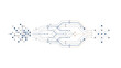 © Suppachok N - Abstract visualization of data transformation process, showing raw input dots flowing through complex network into structured neural network machine learning model