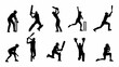 © Allah - Dynamic cricket players silhouette set; ideal for sports design, team branding, or athletic promotions; captures energy, movement, and competitive spirit