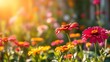 © Alex Luke - outdoors. Vibrant garden flowers in full bloom, bathed in natural sunlight with a dreamy backdrop. gardening catalogs, home-decor guides, designed for home decor and floral branding.