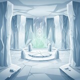 Mysterious ancient chamber constructed from immense frozen crystal structures