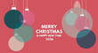 © 爱心 - Modern Merry Christmas and Happy New Year 2026 greeting banner with colorful flat ornaments.