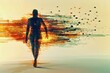 © Premium Illustration - Digital transformation Ai singularity Ethical rendering Hyperautomation SD-WAN Bodyswaps Applied intuition Delve Midjourney Promeai A figure being hit by arrows made of pixels symbolizing the direct