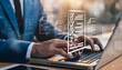 © Aang - Streamline workflow with digital checklist, businessman using laptop for efficient task management and document control, promoting productivity and organization