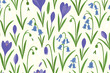 © Maxim Borbut - Seamless pattern with snowdrops, bluebells, and crocuses