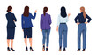© grvect02 - Group of Five Businesswomen Standing Back View Vector Illustration Set