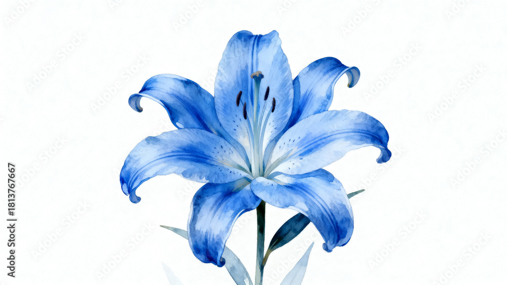 Blue lily flower painting Stock Photo | Adobe Stock