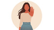 © shakil - Woman Showing Stop Gesture. Concept of Refusal, Boundary Setting, Self-Protection, and Saying No to Harassment
