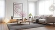 © Tanveer - Invite serenity into your designs with this calming living space featuring subtle Japanese influences and a soft, neutral palette perfect for mindful projects