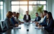 © wu - Blurred image of business professionals in a boardroom meeting. Concept Business, Professionals, Boardroom Meeting, Blurred Image, Corporate Environment. High quality
