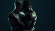 © Morris - Emotional embrace of shirtless men in studio