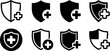 © GMZ - Black and white medical shield icons protection and healthcare symbols vector illustration set