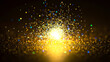 © sunafe - 黄金に輝く光の粒子とラグジュアリーな抽象背景 キラキラと煌めくゴールドのパーティクルと美しいボケ効果 宇宙やイルミネーションを連想させる幻想的な光の帯と塵