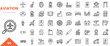 © Kupict - A collection of aviation-themed outline icons, showcasing various elements of air travel.