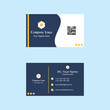 © ewgv1 - Modern Corporate Business Card Template with QR Code Navy Blue & Yellow Professional Design