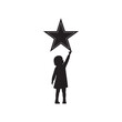 © Md Shimul Hossain - Child reaching for a star silhouette vector art black color design and solid white background (3).eps