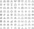 © MdHasan - Large collection of 100 team and collaboration line icons isolated on white background for business concepts