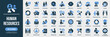© stas111 - Human resources fill icon collection. Set of teamwork, recruitment, leadership, communication, motivation, and cooperation icons. Created in colored style with blue palette