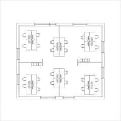 Naklejka na meble Office Floor Plan Wireframe whisk vector