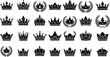 © Creatives Mind - Royal crown icons collection, luxury king and queen tiara silhouette vector set, elegant monarchy symbols for premium design, heraldic noble emblem illustration