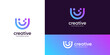 © semoro - Minimalist letter U digital connection logo design ideas. Vector of technology network system icons symbols.