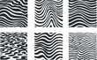 © vadymstock - Abstract black and white vector pattern collection featuring smooth wave designs, ideal for modern art and graphic projects
