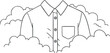 © vadymstock - Outline vector illustration of a shirt surrounded by fluffy clouds, suitable for fashion branding and design projects