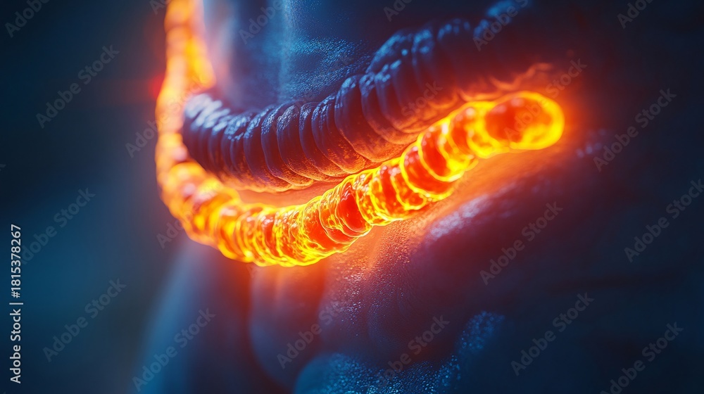 Body Red Exploding Abstract visualization depicts an inflamed body structure, radiating ...