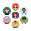 © Fizza - Set of diverse people avatars. Collection of multiracial male and female faces. Circle profile picture icons for social media or business team. Happy characters vector ... See More