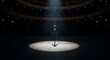 © Joshua - A vintage microphone stands center stage in a dimly lit, empty theater, ready for a performance