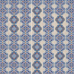Naklejka na meble Colorful geometric tile pattern in vibrant shades of blue and orange for home decor inspiration