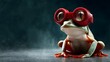 © sungedi - Humorous amphibian wearing oversized red vision aids sits on a dark surface with atmospheric fog