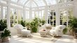 © Perfect Art - Relax in this sun-drenched conservatory surrounded by lush plants and calming natural light, perfect for a tranquil escape or sophisticated interior design