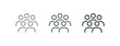 © FishCoolish - Our employee team, professional collective outline icons. Line signs group of five people. Vector isolated pictograms for web and app on white background editable stroke.