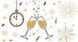 © RashmikaGFX - Celebrate New Year's Eve with toasting champagne glasses and fireworks, a joyous moment with confetti and the countdown clock striking midnight
