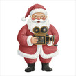 © tripsy - Watercolor Santa Claus movie director with vintage camera, Christmas vector illustration isolated on white